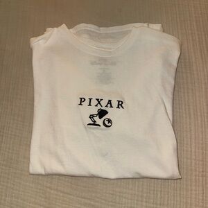 Disney White Short Sleeve Tee with Pixar Logo